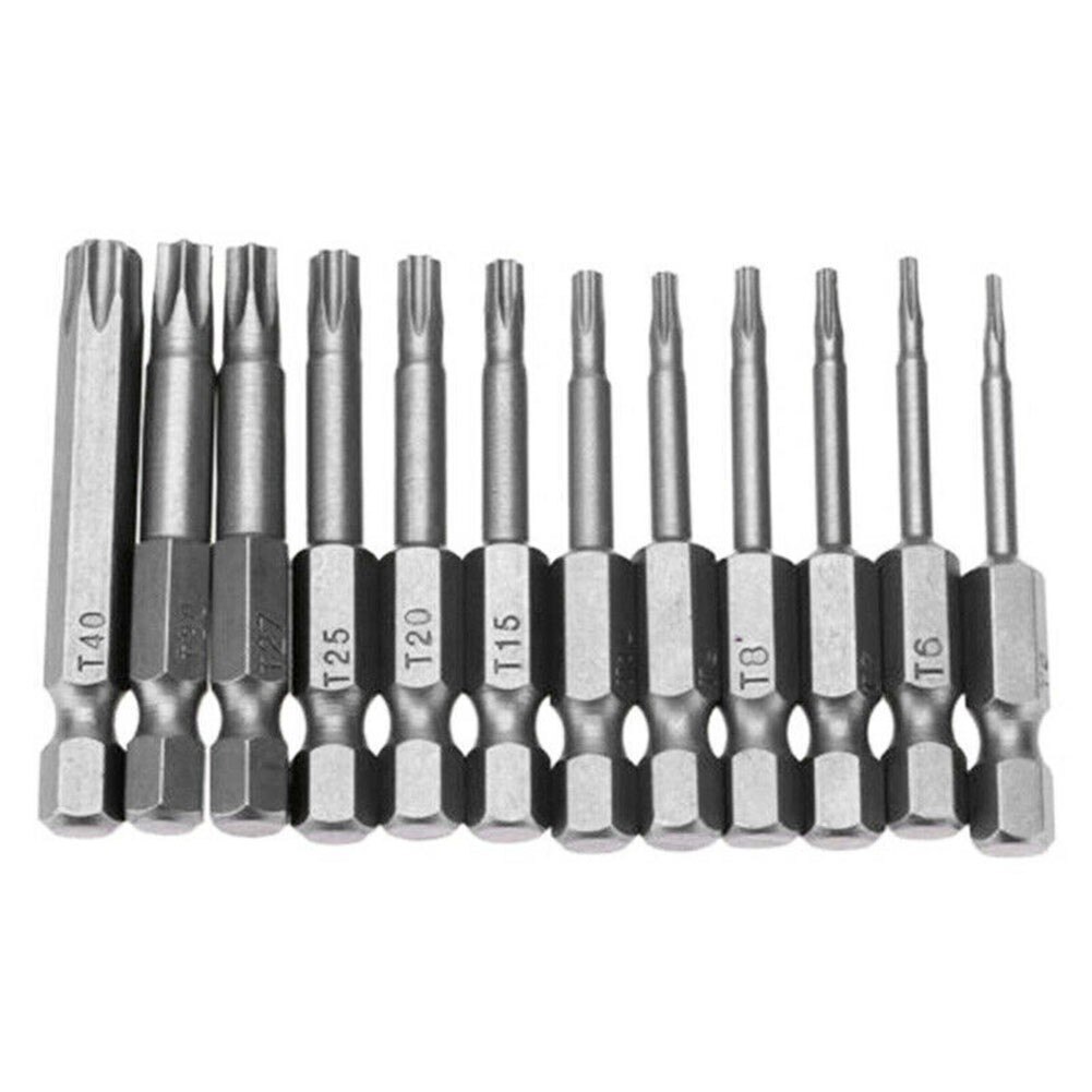 12Pcs 50mm Security Tamper Proof Screwdriver Bits Set 1/4&quot; Hex Shank Magnetic Torx Screwdriver Bit T5-T40