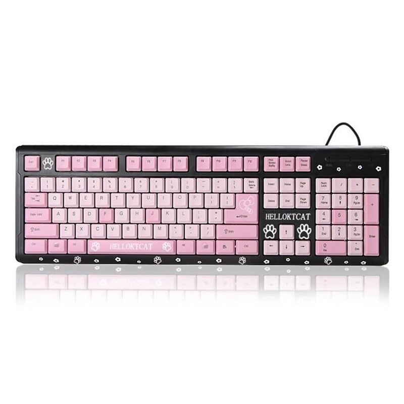 Pink KTCAT Keyboard USB Wired Cute Girls Ultra-thin Computer USB Keyboard For Desktop Girls