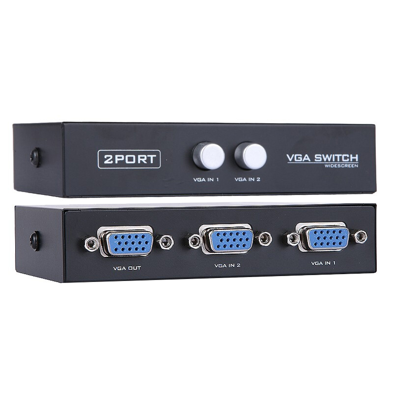Commutateur répartiteur VGA 2 en 1 sortie ou 1 en 2 sorties, adaptateur de convertisseur vidéo, commutateur de câble VGA 1080P pour budgétaire, écran PC, TV, ordinateur portable