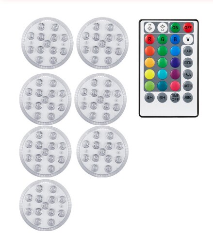 28key RF remote distance 50m Magnetic Submersible 13 Led RGB Light with Suction Cup for Fountain Pool Underwater Night Lamp: 1 controller 7 light