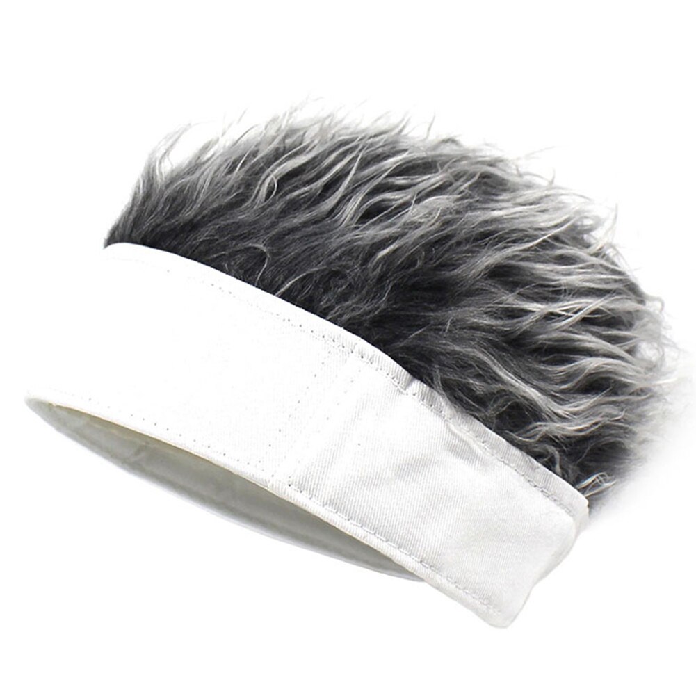 Mænd kvinder beanie paryk hat sjov kort hår cap åndbar blød til fest udendørs  fs99: Grå hvid