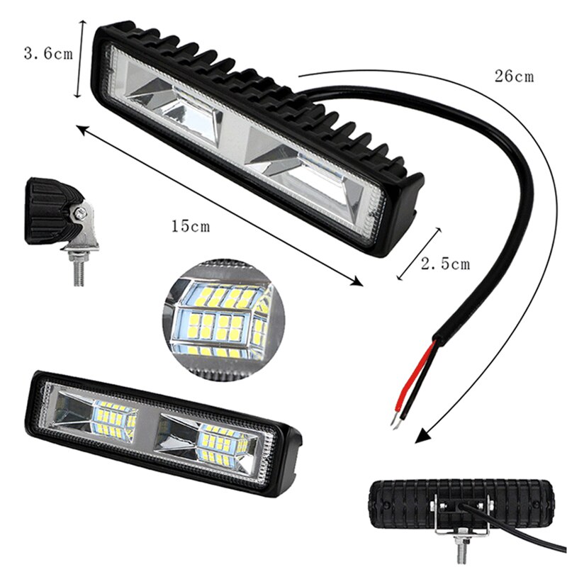 Faros LED para coche, luz de trabajo de 36W, 12-24V, para motocicleta, camión, barco, Tractor, remolque, todoterreno