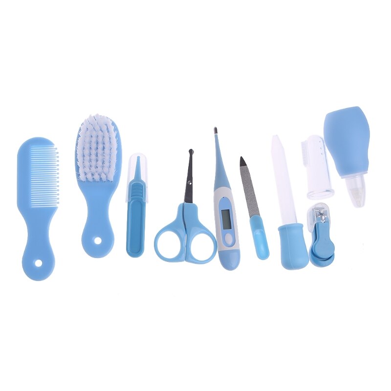 Nagelhår hälsovård 10 st/set spädbarn baby barn termometer grooming borste kit silikon + plast + rostfritt stål nagelhår: A
