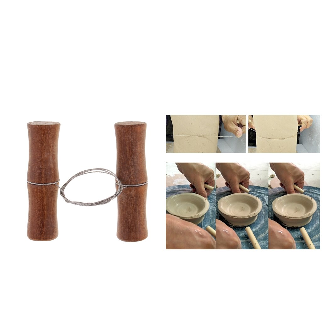 Wire Clay Cutter, 1 Piece Wooden Handle Pottery Clay Cutting Tool Wire Cutter Hand Tool