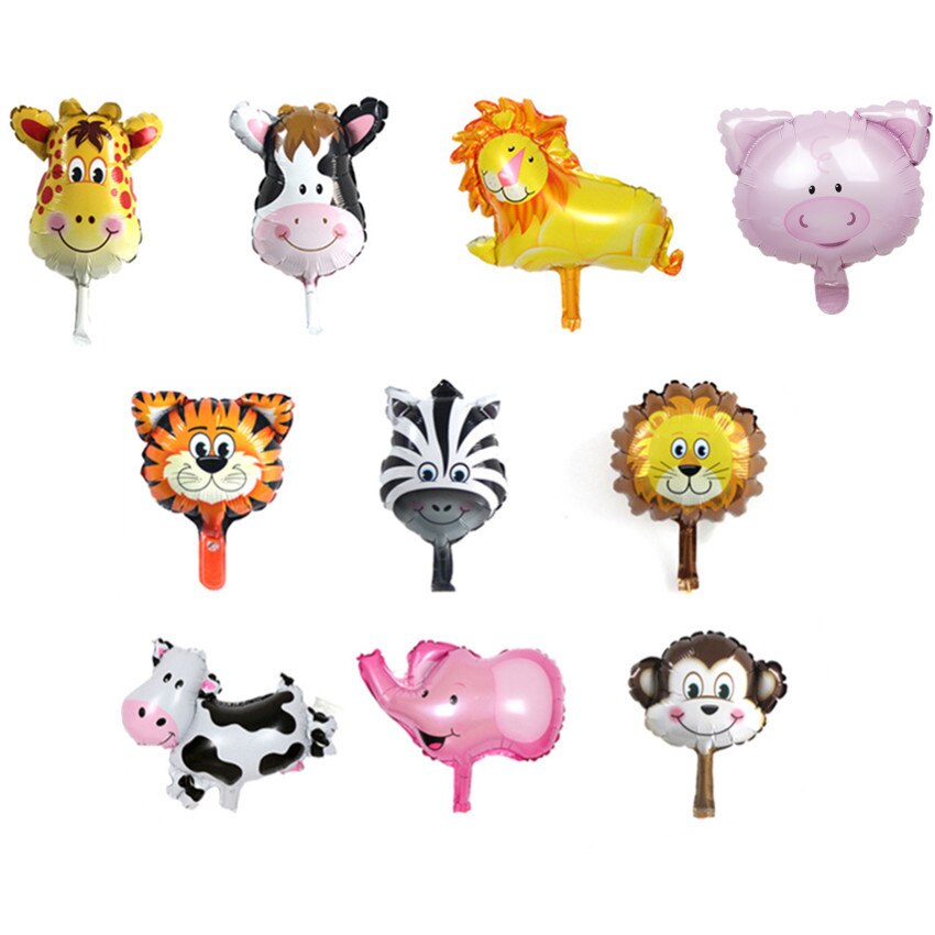 10 PCs Mini Animal Head Foil Balloon Inflatable Balloon Happy Birthday Party Adornment Children's Baby Bath Party Supplies