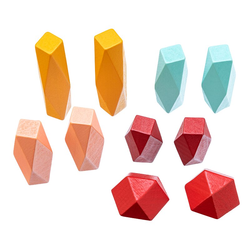 10pcs Wooden Colored Stone Jenga Building Block Nordic Style Stacking Game Educational Toy