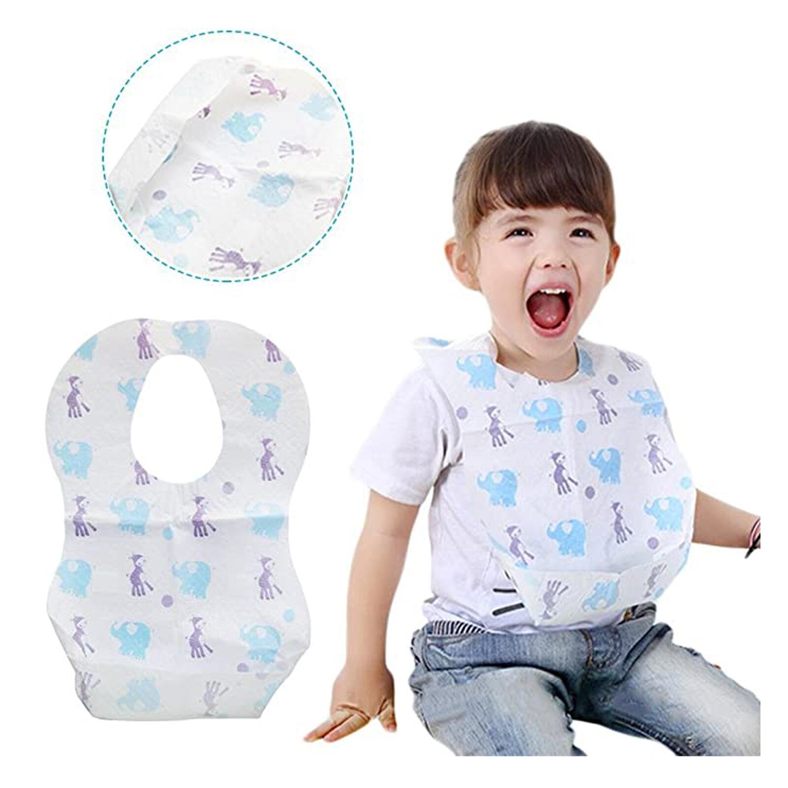 20 pièces bavoirs jetables enfants bébé imperméable manger bavoirs avec poche bébé enfant écharpe bavoir salive serviette bavoir