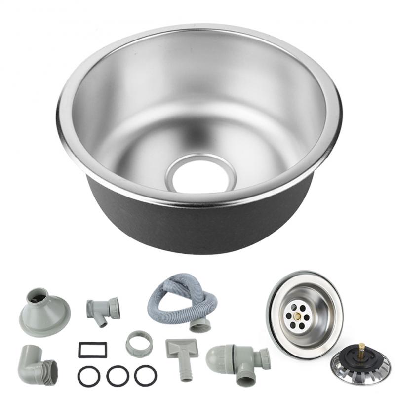 Cuisine 304 acier inoxydable manuel tréfilage épaissi simple auge évier ensemble grand simple réservoir légumes lavabo HWC