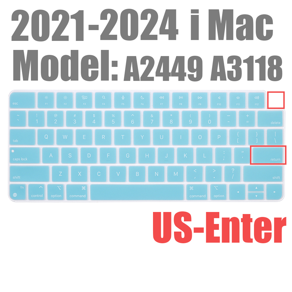 For Apple iMAC Keyboard Cover release) A2450 A2449 Magic Keyboard Stickers Protector Silicone Bluetooth keyboard case US: US- type white blue