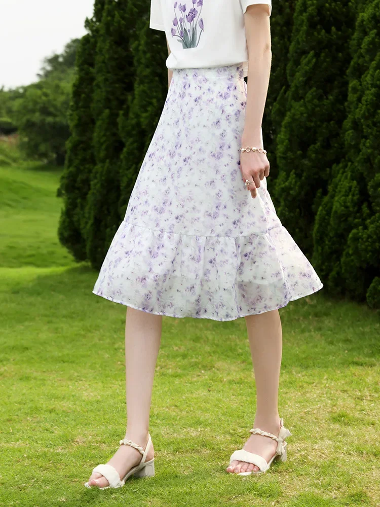 I BELIEVE YOU-faldas florales francesas para mujer, faldas Midi holgadas, elegantes, básicas, línea A, 2023