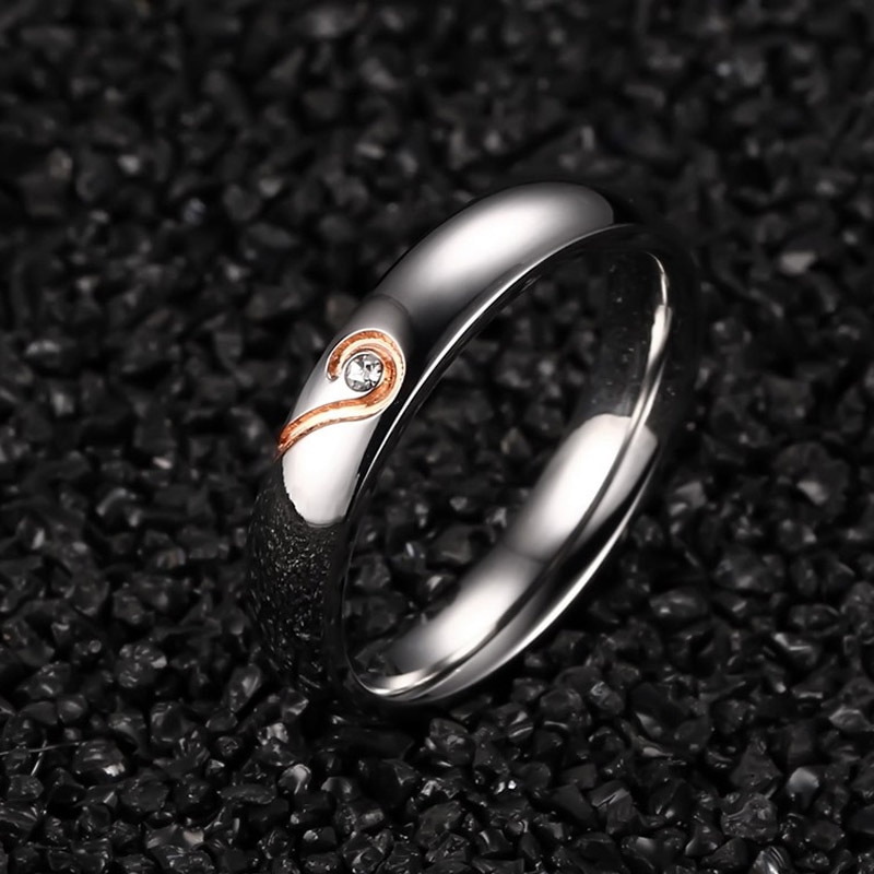 Vnox Couple bague pour femmes hommes coeur acier inoxydable promesse bijoux