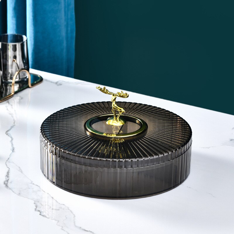 Transparent Candy and Nut Storage Container Luxury Snack Serving Tray with Lid Plastic Dry Fruit Dishes Parties Appetizer Dishes: 1 Tier Gray