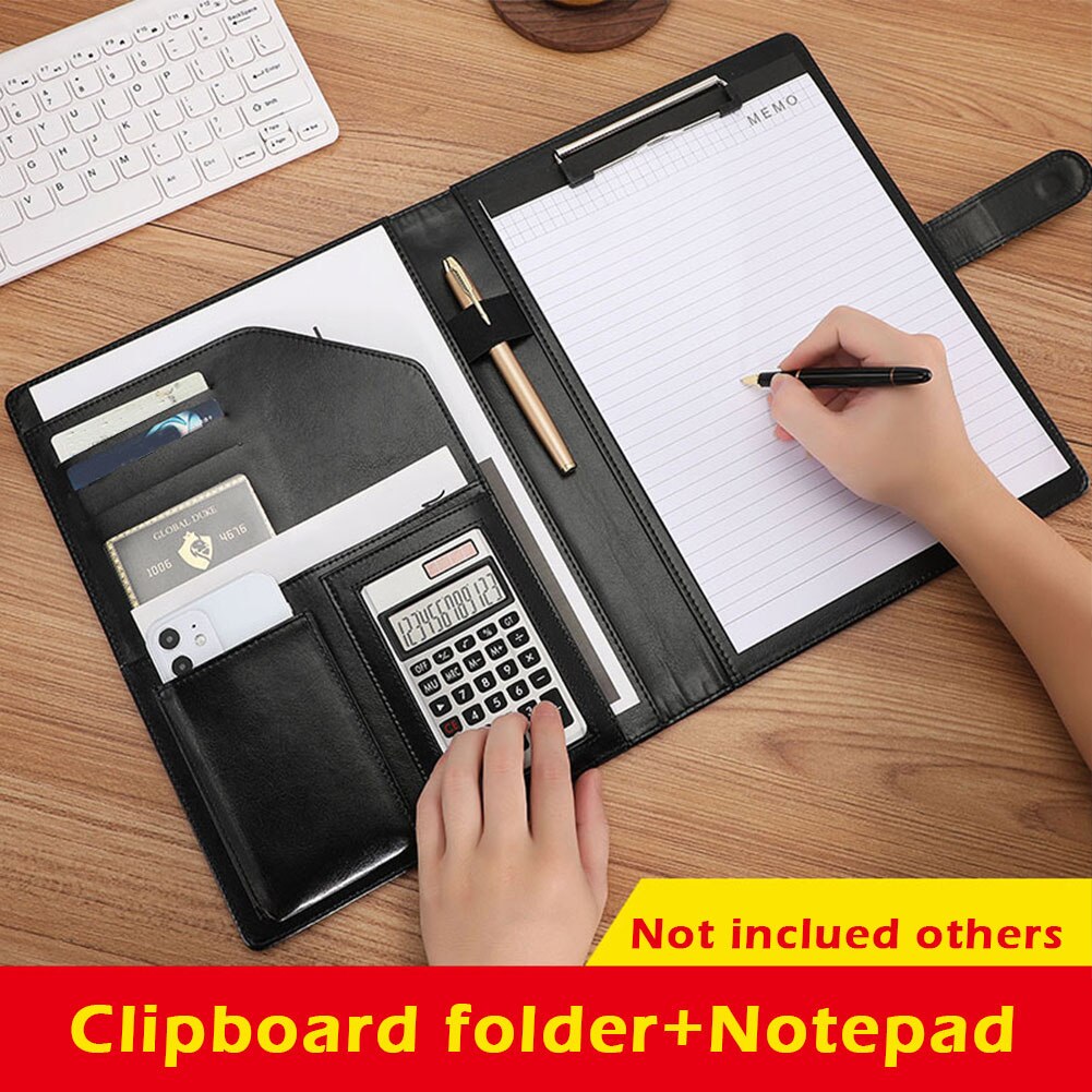 A4 Multifunctional Folder Card Storage With Notepad Clipboard Folder A4 File Multi Pocket Learning Office Supplies Note Book