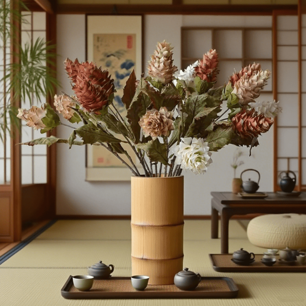 2pcs- Artificial Ginger Flower Bouquet Plastic Realistic Floral Arrangement Wedding Christmas And Halloween Artificial Plants