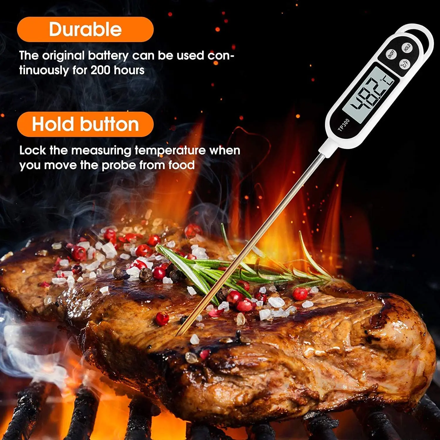 Therye.com en acier inoxydable pour aliments ménagers, type de sonde, température du lait, cuisson des aliments