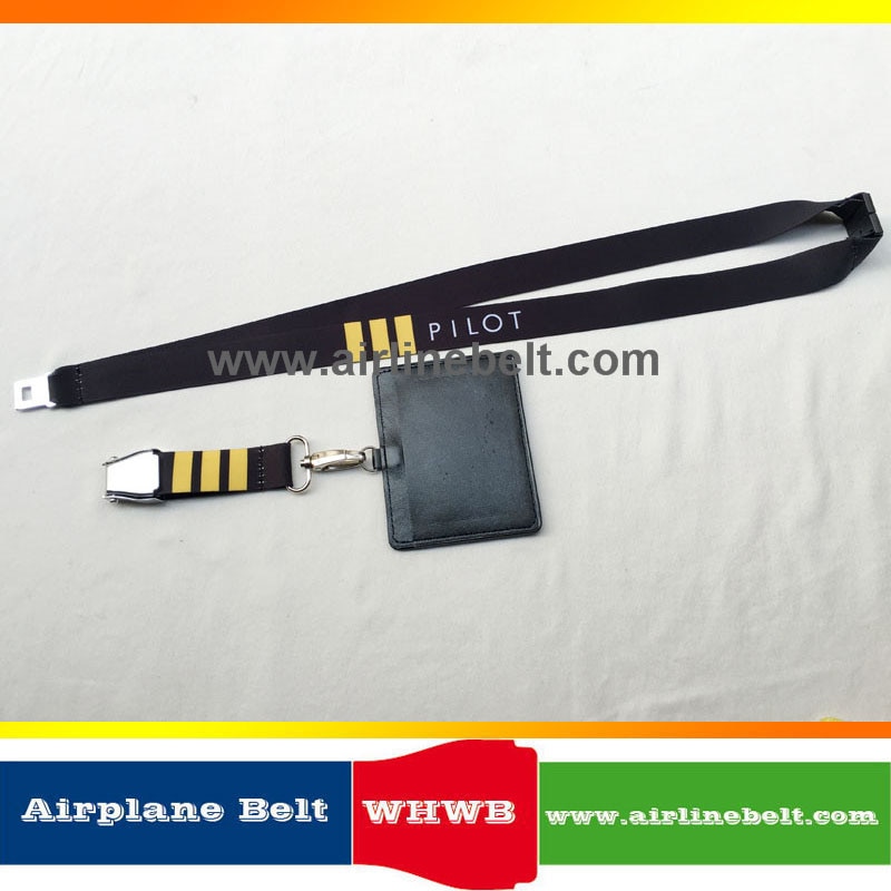 Tre bar Capitano Pilota aereo cintura di sicurezza fibbia cordino con ID Pass card badge per amanti aviator aeromobili modello di accessorio