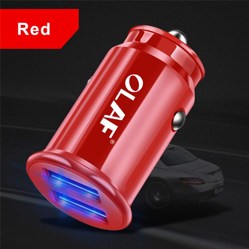 Caricabatteria Da auto doppio USB di Ricarica veloce per Samsung S8 S9 S10 iPhone XS Max Xiaomi Huawei mini Del Telefono mobile dell'automobile adattatore del caricatore in auto: rosso