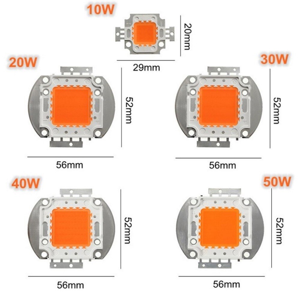 High Power LED Chip Volledige Spectrum Licht Groeien Lamp 10W 20W 30W 50W 100W 380nm -840nm COB Kralen voor Indoor Plant Groei