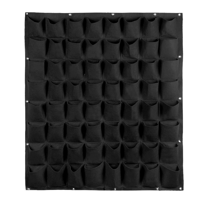 Fleur sac de plantation, tenture murale sac de plantation cadre croissante récipient pot de fleurs pour jardin plante, fleur, multiples poches: 64 pockets 100x100cm