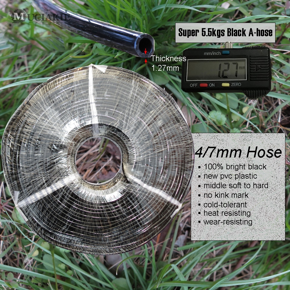 MUCIAKIE 'SUPER 5.5KGS Zwart EEN-hose' Tuin Micro Tubing 4/7mm PVC Slang 1/4 ''Irrigatie pijp Anti-bevriezing Dikke Dikte