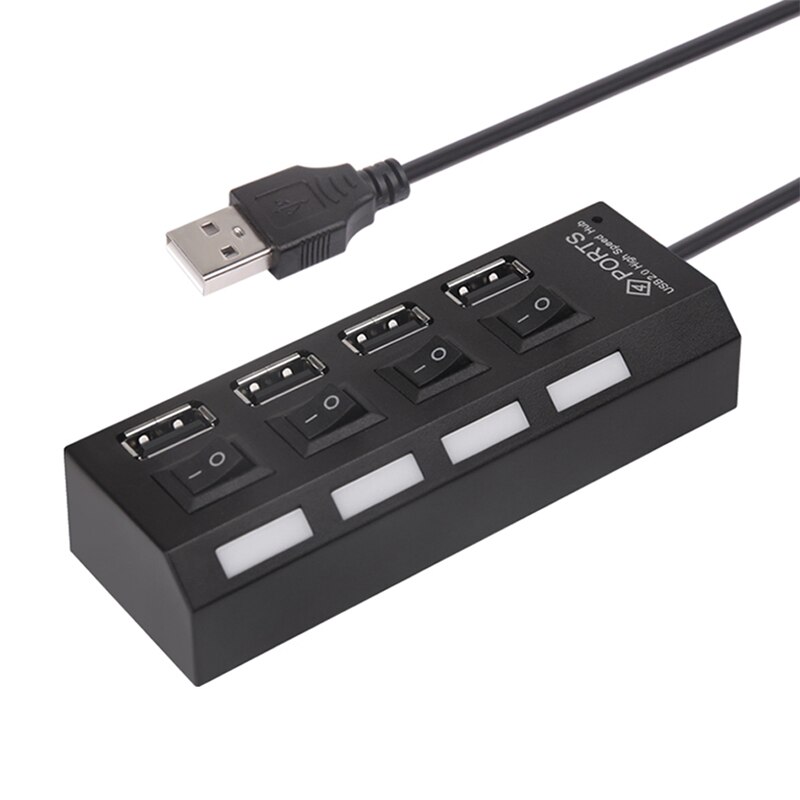 OUSU Hoge Snelheid 5G 4 7 Poorten USB Splitter mini Multi USB Hub 3.0 Schakelaar hab USB Hub met power Adapter Computer PC Accessoires: 4 Ports USB2.0 black