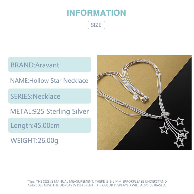 Silver 925 Necklace Hollow Star Necklaces For Women Silver Snake Chain Jewelry Christmas