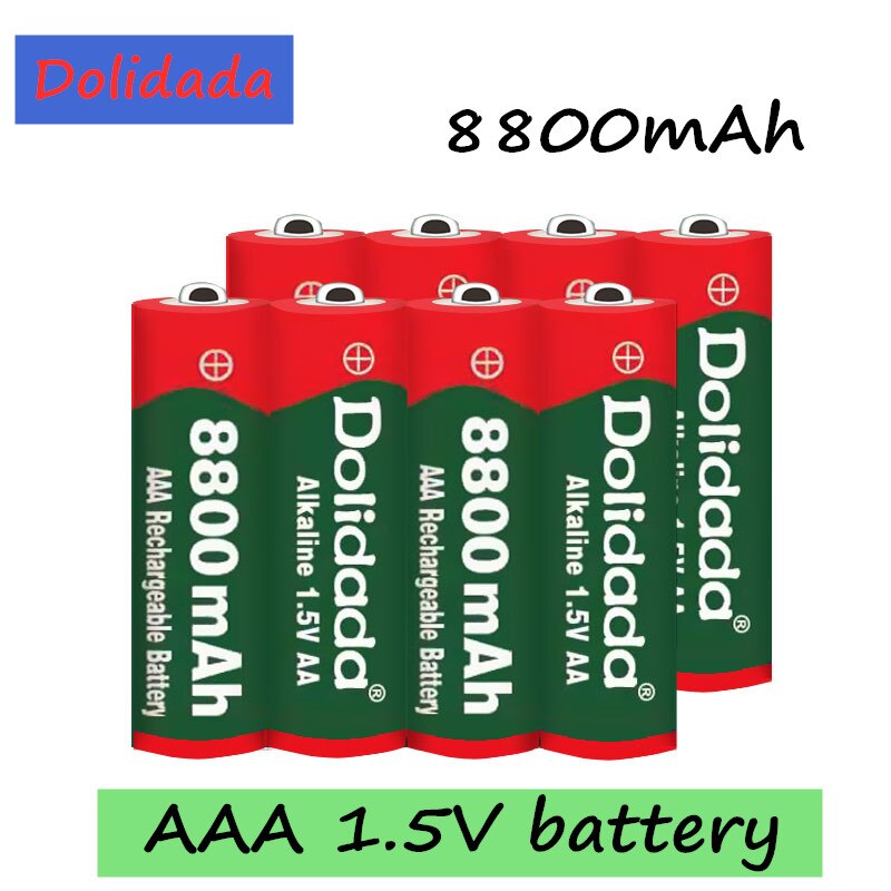 12 pcsaaa 8800 mah genopladeligt batteri aaa 1.5 v 8800 mah genopladeligt alcalinas drummey  +1 stk 4- celle batterioplader: Sort