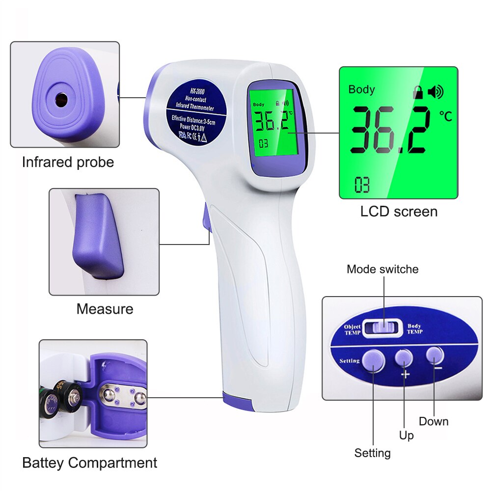 Portable Blood Oxygen Finger Pulse Digital Fingertip Oximeter Oxygen Saturation Meter Finger Monitor Oximetro + thermometer