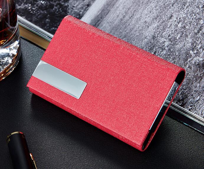 Aluminium Business Credit Card Holder Travel Leather Bank Cardholder Men ID Name Card Case Rfid wallet blocking: Red