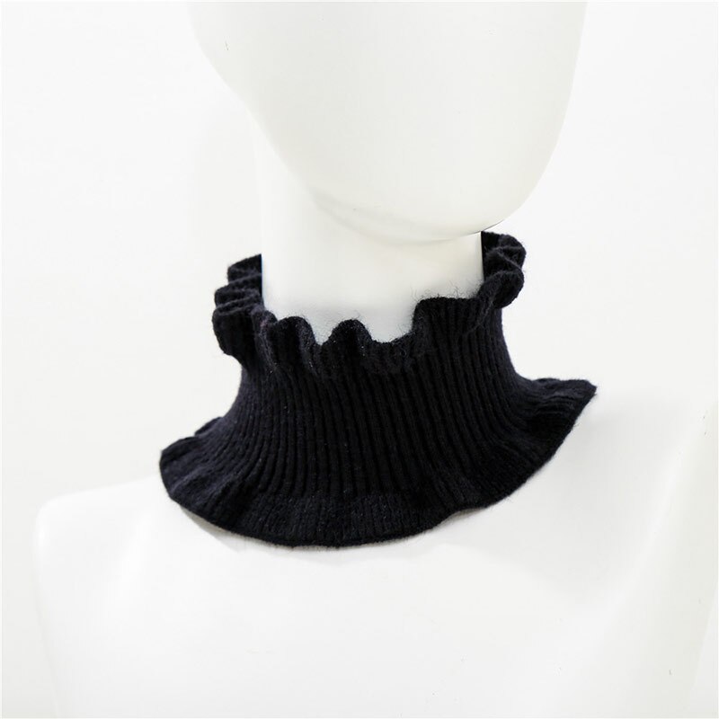 Dames gebreide sjaal lus effen kleur warme sjaals hoofdband decoratie haaraccessoires herfst winter elastische brede hoofddeksels: Zwart