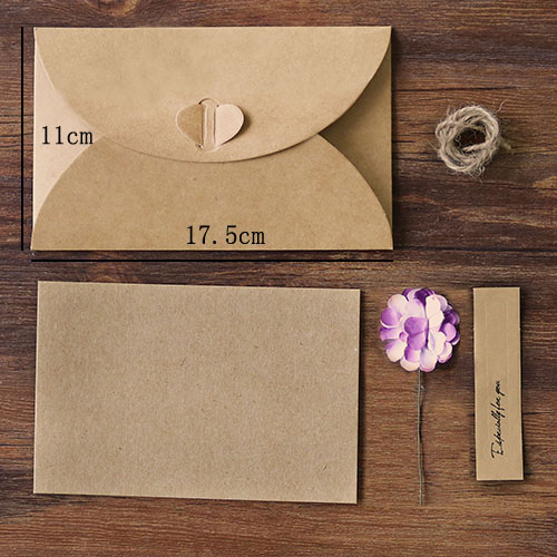 17.5 x 11cm 1pc kraftpapper kuvertpåsar vintage kuvert för kort scrapbooking brevpapper kuvert: L lila nejlikor