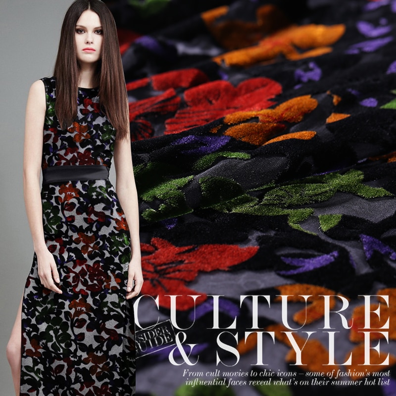 Ihåligt siden sammet tyg drapera utbränd sammet tyg andas kläder cheongsam klänning siden tyg siden tyg