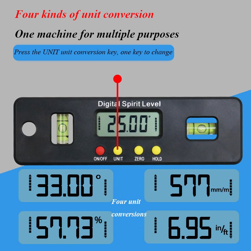 Digital Protractor Goniometer Inclinometer Electronic Level 360 Degrees with Magnet Horizontal Angle Slope Test Ruler 100-200mm