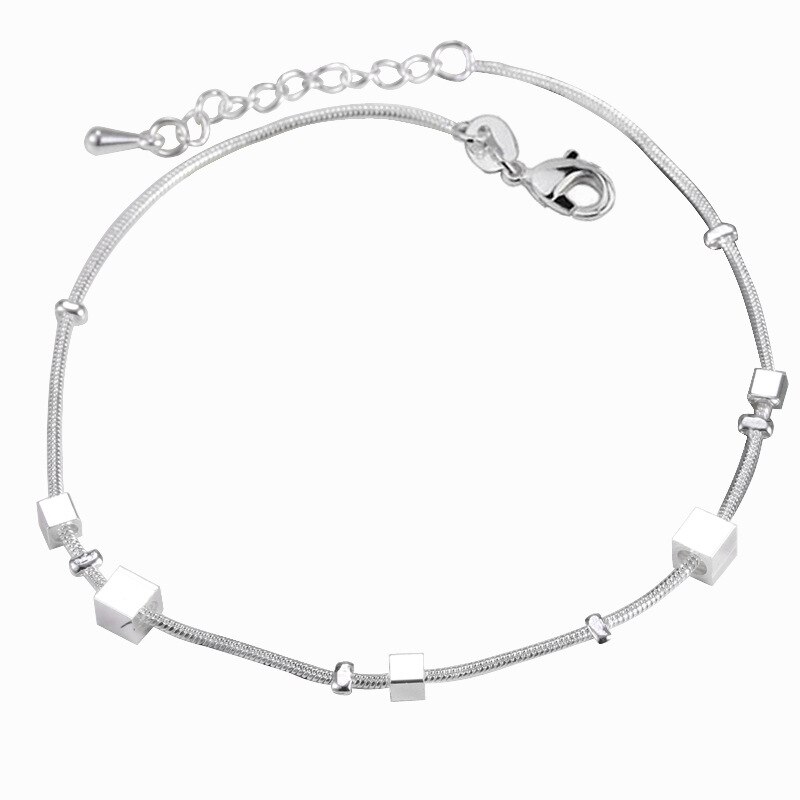 Woman Girl Party Birthday Wedding Simple Slim Blank Silver Chain Anklet Anklet Damski Anklet: 4