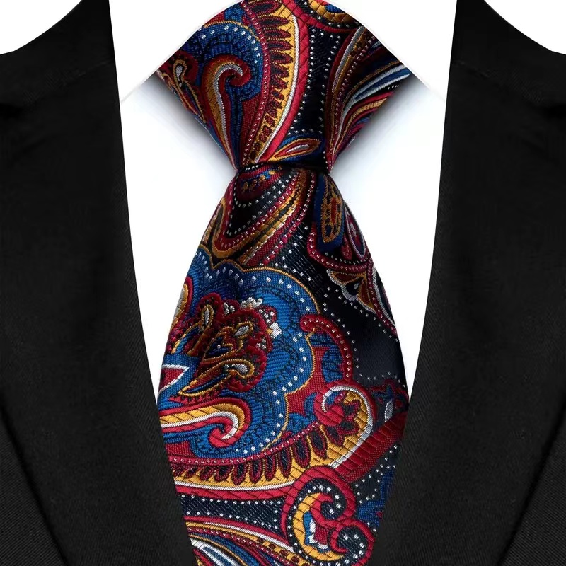 Corbata de lujo de 8CM para hombre, corbatas florales de Cachemira para hombre, novio, corbata tejida Jacquard, accesorios para de boda y negocios: YELLOW