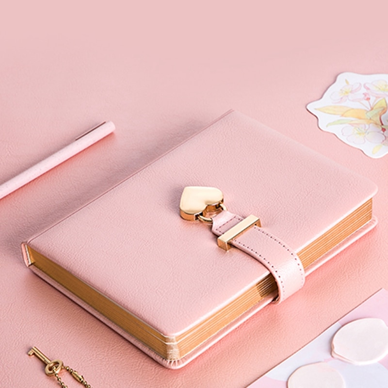 Hart Vormige Cijferslot Dagboek Met Sleutel Persoonlijke Organisatoren Secret Notebook Voor Meisjes En Vrouwen: Pink