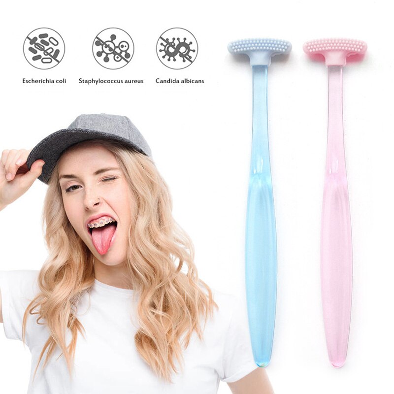 Cepillo de silicona suave para la lengua, limpieza de la superficie de la lengua, cepillos de limpieza Oral, limpiador de lengua, respiración fresca, salud, 1 unidad