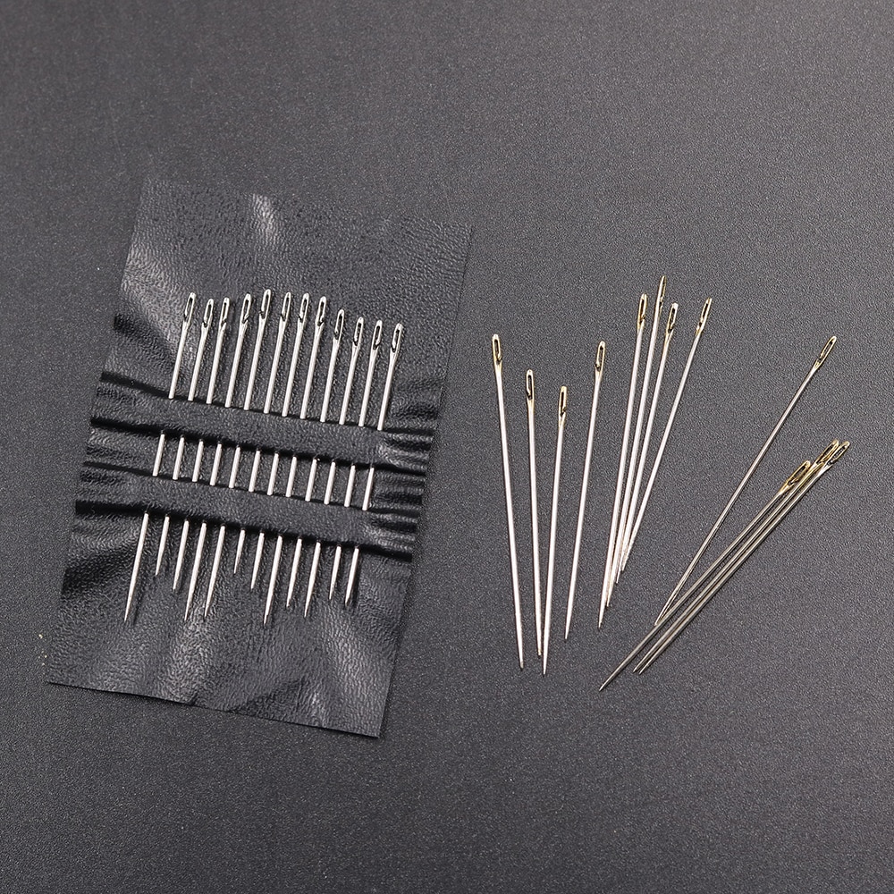 D & D 12 pièces auto-filetage aiguilles point broderie main couture aiguille et Mini en bois aiguille à coudre caisse bricolage outils de couture