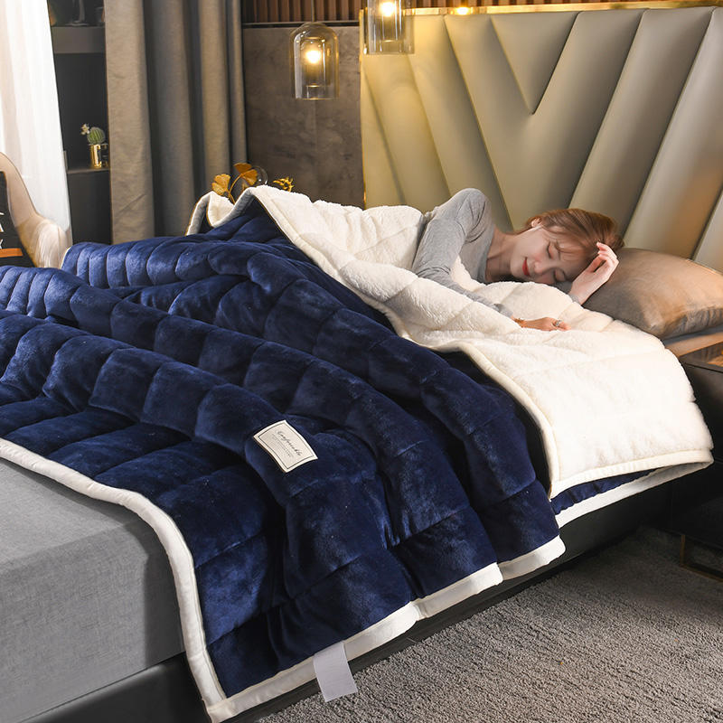 Mmermind 3 Schichten Stepp Solide Vlies Decken Und Wirft Erwachsene Dicke Warme Winter Decke Super Weiche Bettdecke Tröster Luxus: Stil3 / 150x200cm