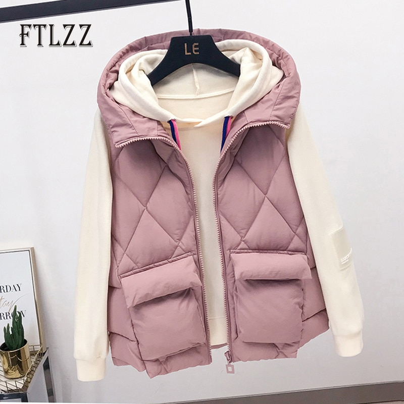 Vest kvinder afslappet ærmeløs blazer hættejakke chalecos para mujer efterår vinter kvindelig koreansk streetwear vest overtøj