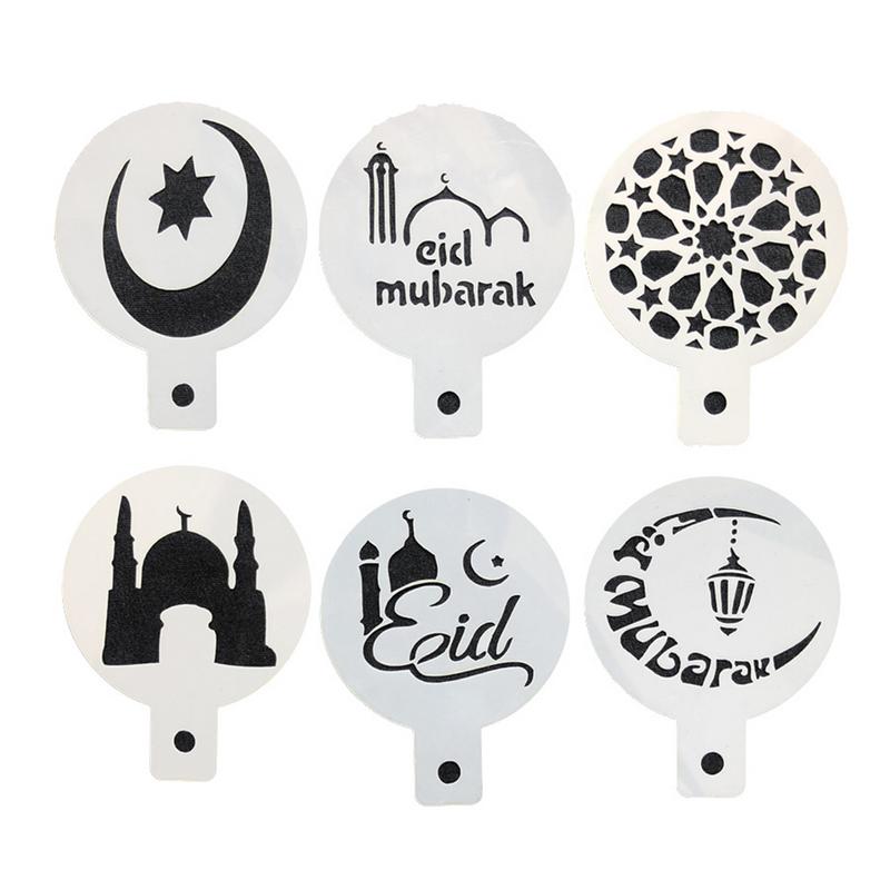 NOWON 8 Pezzi/Set Eid Mubarak Ramadan Moon Coffee Flower Spray Stencil Cake Mold Decor