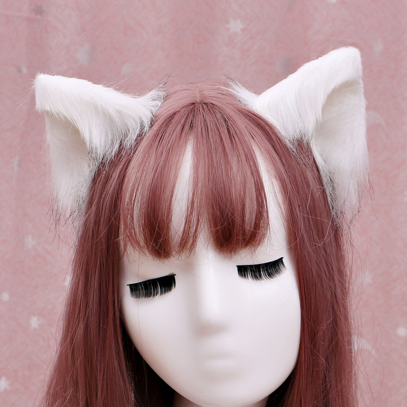 Orejas de gato Anime Lolita accesorios para el cabello orejas Cosplay peluca Kawaii tocado gótico accesorios lolita diadema con orejas de gato: Plata