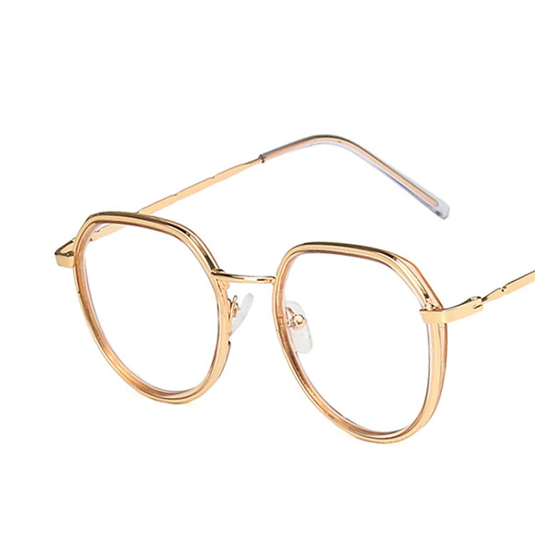 Computer Brille Anti Blau Licht Gaming Gläser Metall Retro Brille Rahmen Anti Glare Brillen Klare Linse für frauen männer: champagne gold