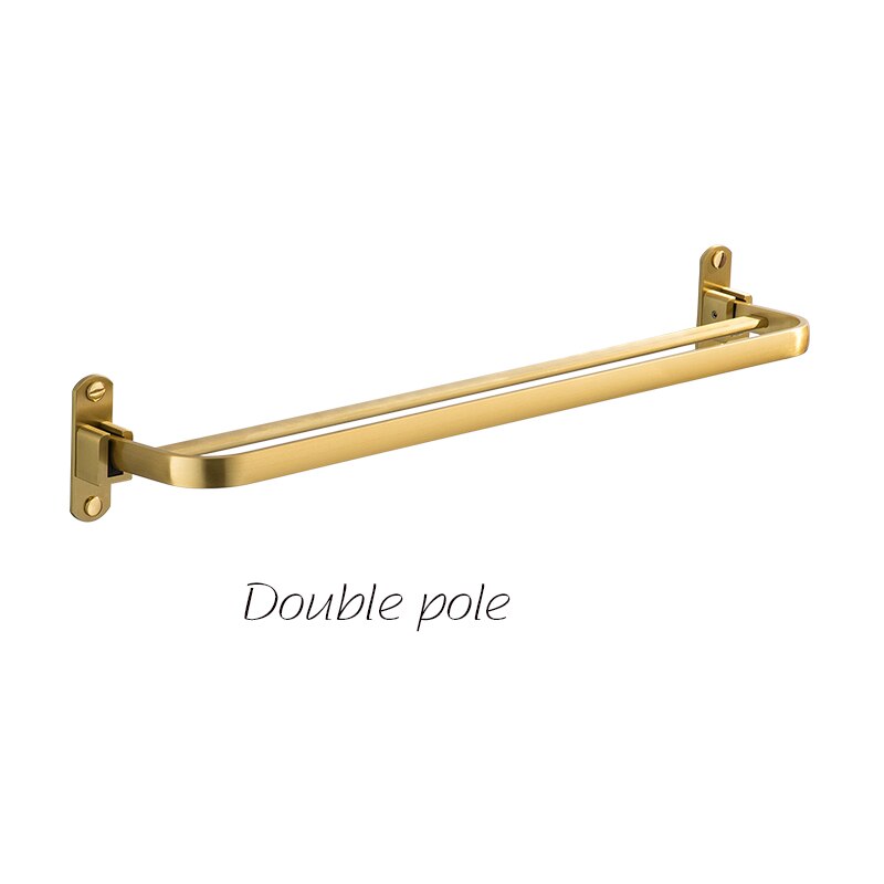 Porte-serviettes mural avec étagère, cintre pour vêtements, salle de bains, or brossé, WC porte-papier, support pour téléphone, porte-papier: Double pole