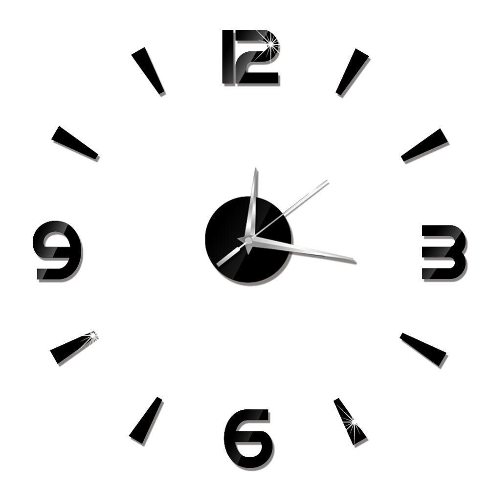 3D Wall Clock Mirror Wall Stickers DIY Wall Clocks Removable Art Decal Sticker Home Decor Living Room Quartz Needle: Black 3