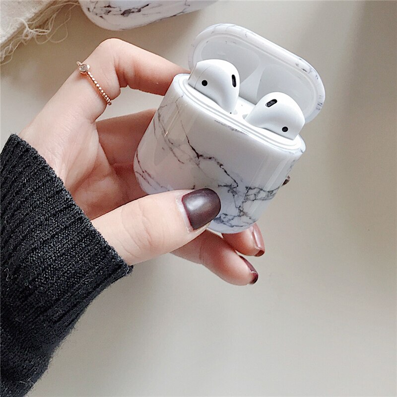 Luksus marmor hovedtelefon etui til airpods pro 2 etui bluetooth øretelefon opladningstaske til airpod 2 1 pro hårdt pc cover tilbehør: Airpods 2 1 02
