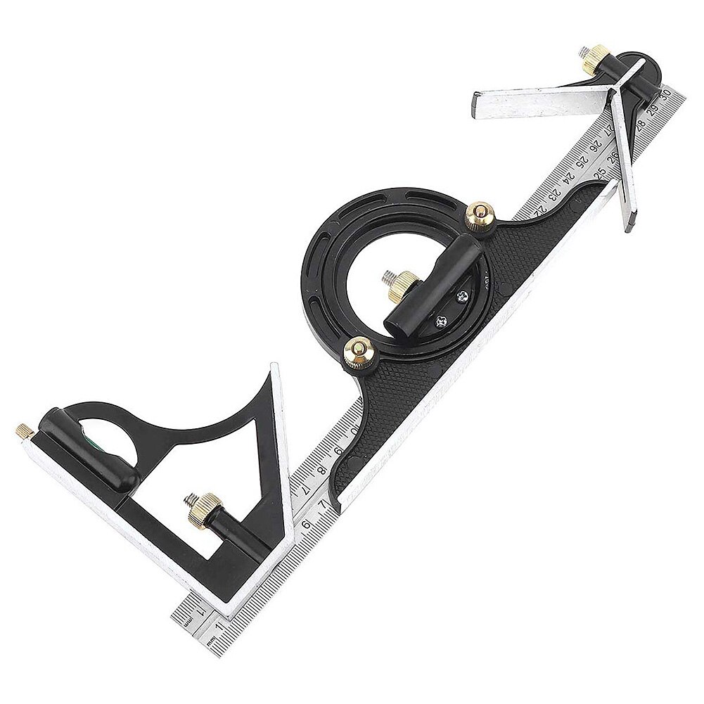 Multifunctional Angle Measuring Ruler Stainless Steel Adjustable Protractor Woodwork Hole Locator Measuring Tools