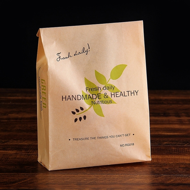 50pcs Brown Kraft Paper Breakfast Baked Bread Food Paper Bags Candy Bags Bakery Bags Treat Bags Sacks Kraft Paper For Food: L