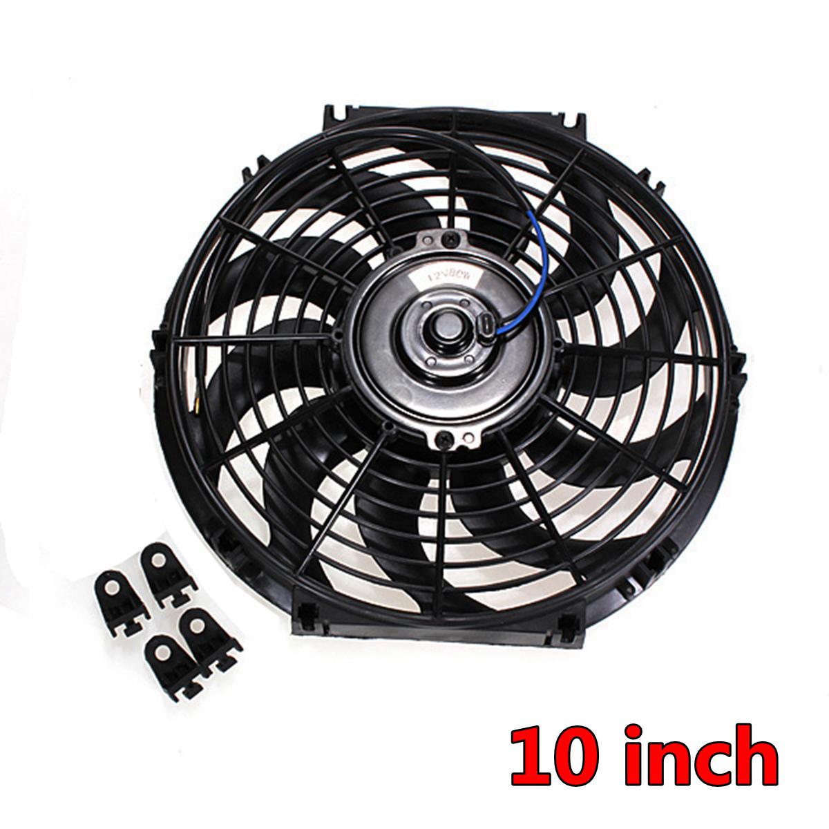 9 10 12 14 Inch Universal Push Pull Curved Blade Electric Cooling Radiator Fan with Mounting Kit 12V 80W 2100 RPM: 10 inch