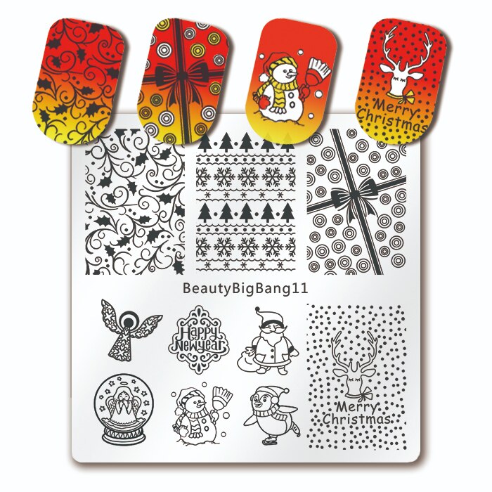 Beauty BigBang Nail Stamping Plates Nature Flower Butterfly Bird Theme Image Stainless Steel Nail Art Stamping Template XL-095: BBB11
